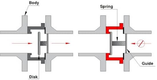 Spring loaded in-line check valve