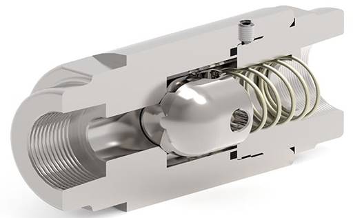 In-line spring-loaded check valve