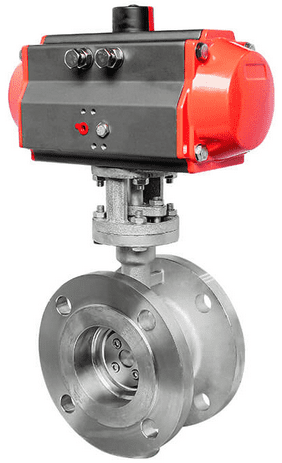 Actuated double flanged butterfly valve