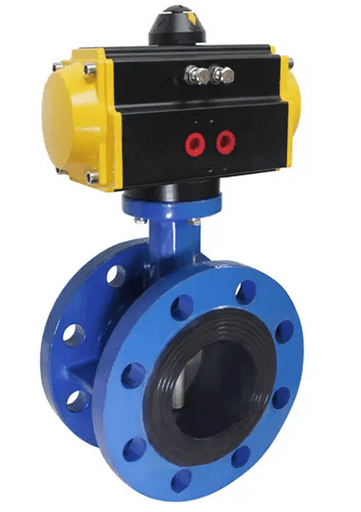 Actuated butterfly valve flange type