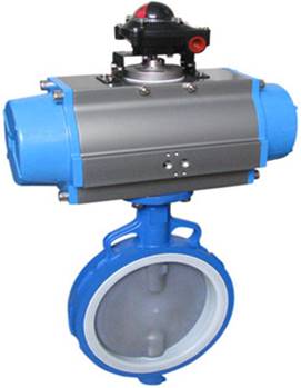 Concentric butterfly valve with pneumatic actuator