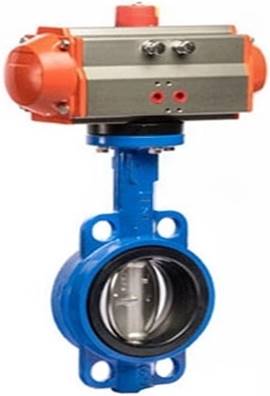 Wafer butterfly valve with pneumatic actuator