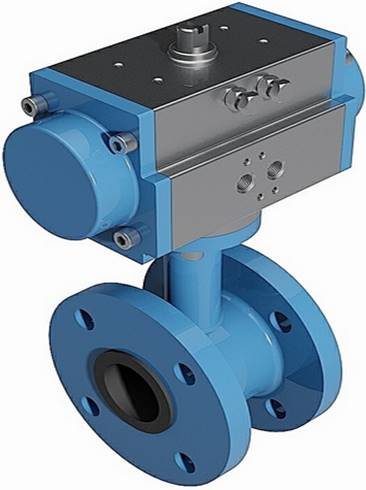Double flange butterfly valve with pneumatic actuator