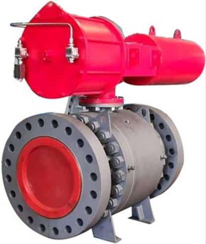 Pneumatic actuated trunnion ball valve