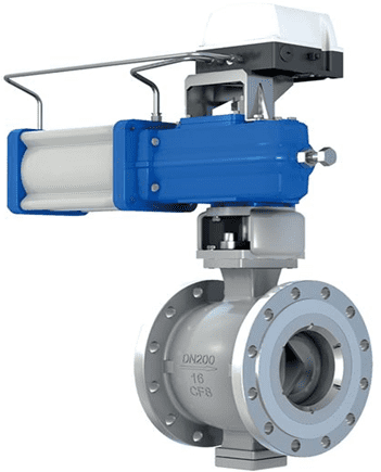 Actuated V port ball valve